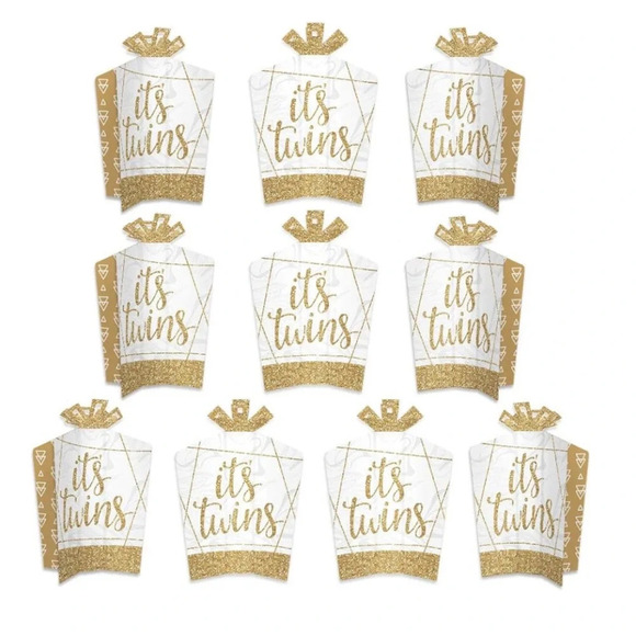 TWINS BABY SHOWER LOT. 10 centerpieces, 72 Cupcake Toppers, 1 Game - Picture 7 of 7